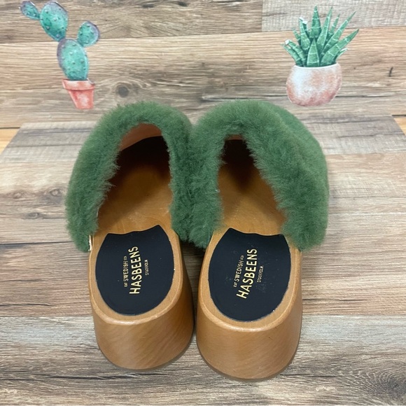 Swedish Hasbeens Fluff Clogs green on Anthropologie women’s size 6/ 36 - Picture 4 of 9